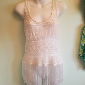 Fringe lace cover tank